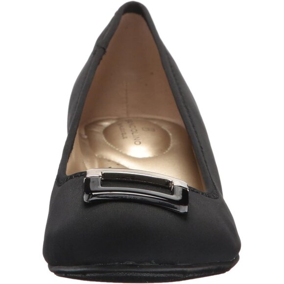 Bandolino Womens Black Fabric Closed Rounded Toe Flexible Wedge Flat Tad Pump - Picture 2 of 8